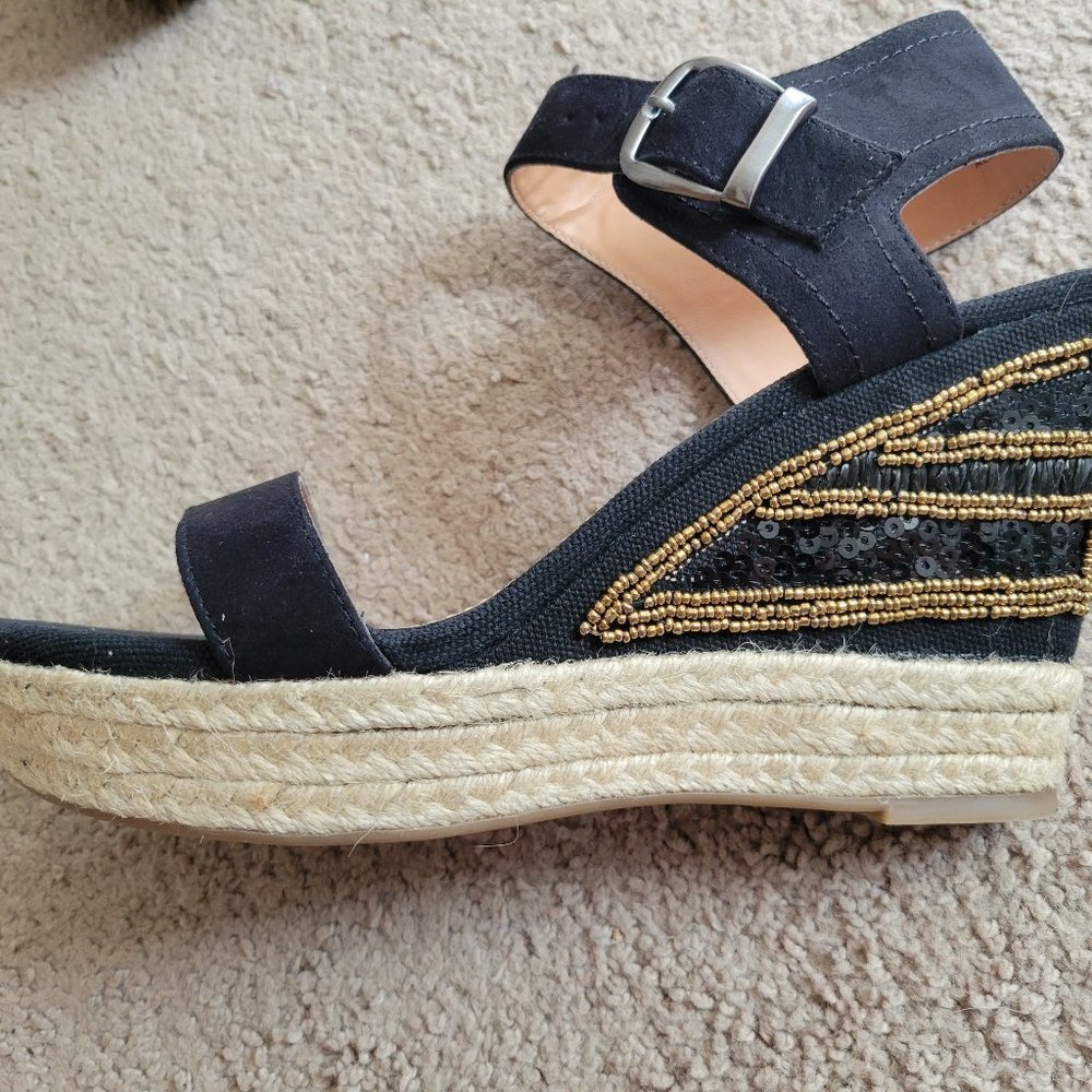 Black and natural wedge sandals
